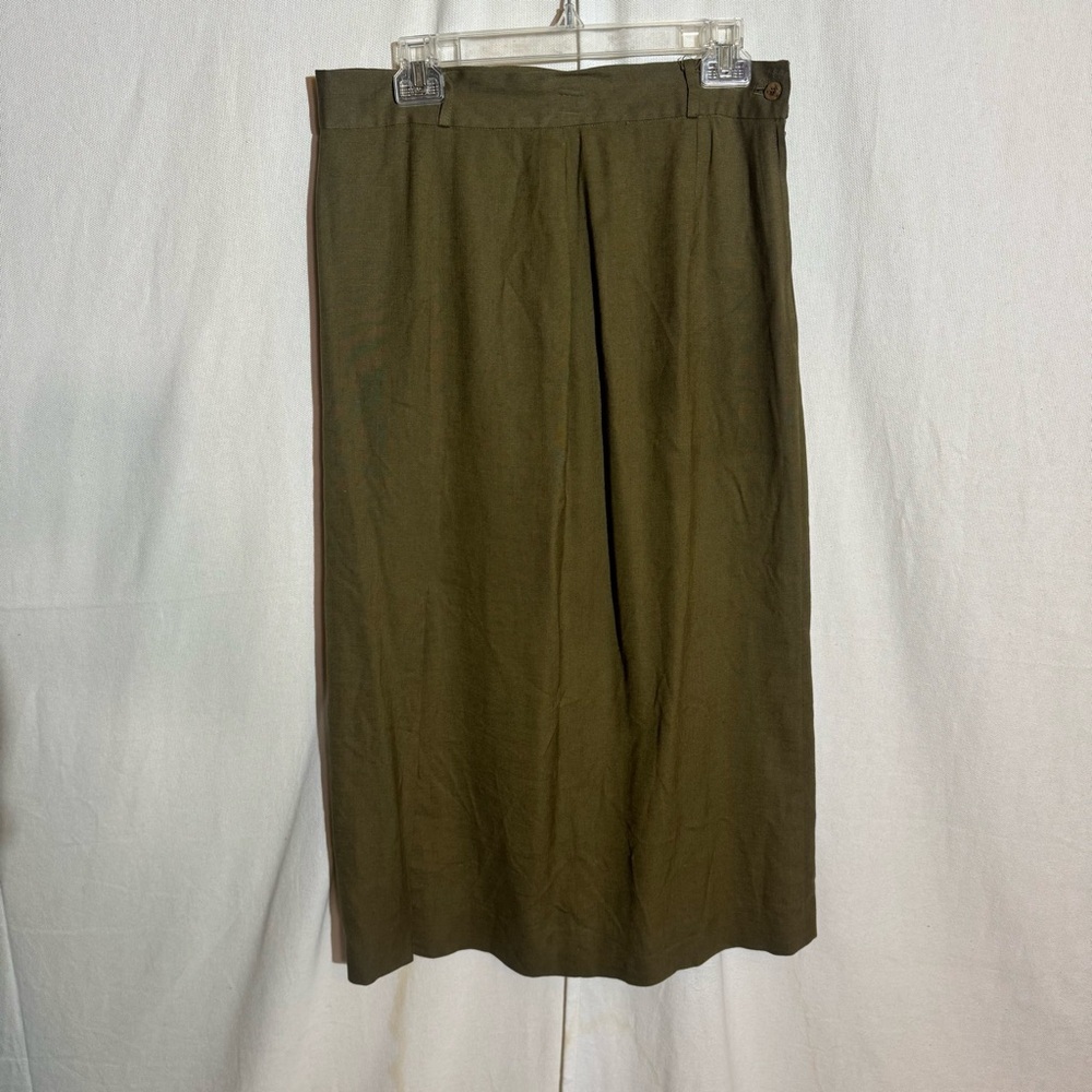 Casual corner // army green side slit midi skirt size medium a26